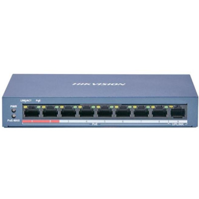 DS-3E0109P-E/M(B) - Switch 8x 100TX PoE + 1x 100TX uplink, 60W, Super PoE