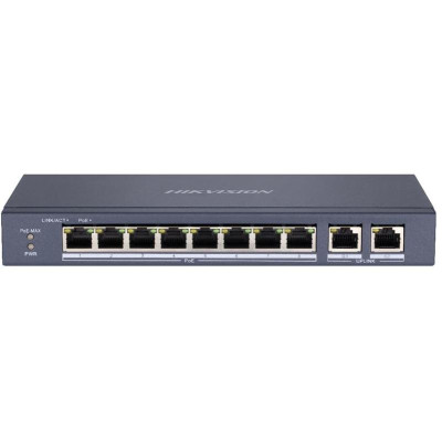 DS-3E0310P-E/M - switch 8x 100TX PoE, 2x Gb uplink, 60W, Super PoE