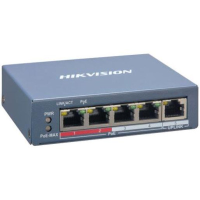DS-3E1105P-EI New - Smart managed switch 4x 100TX PoE + 1x 100TX uplink, 60W, Super PoE