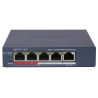 DS-3E1105P-EI/M -&nbsp;Smart managed switch 4x 100TX PoE + 1x 100TX uplink, 45W, Super PoESwitch umožňuje zobrazit topologii a&nbsp;stav sítě, dále&nbsp;přijímat alarmy zařízení v reálném čase, což&nbsp;výrazně snižuje náklady na síťový&nbsp;provoz a údržbu.Smart funkce	Vizualizace topologie sítě	Alarmy typu PUSH	Monitoring stavu zařízení v reálném čase	Správa šířky pásma	Náhled trasování	Rozpoznávání zařízení	Náhled živého snímkuHardwarové funkce	PoE porty:&nbsp;4x 10/100Mbps RJ45 ports	Uplink porty: 1x 100Mbps&nbsp;RJ45&nbsp;port	Network standard:&nbsp;IEEE 802.3, IEEE 802.3u, and IEEE 802.3x	Switching capacity: 1,2 Gbps	Forwarding mode:&nbsp;Store-and-forward	MAC address Table: 2 K	PoE standard:&nbsp;IEEE802.3af, IEEE802.3at	PoE Power: max. 45W	Port max power 30W	Přepěťová ochrana pro 
