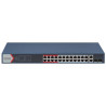 DS-3E1326P-EI(B) - Smart managed switch 24x100TX PoE+2x uplink Gb Combo port, 370W, Super PoESwitch umožňuje zobrazit topologii a&nbsp;stav sítě, dále&nbsp;přijímat alarmy zařízení v reálném čase, což&nbsp;výrazně snižuje náklady na síťový&nbsp;provoz a údržbu.Smart funkce	Vizualizace topologie sítě	Alarmy typu PUSH	Monitoring stavu zařízení v reálném čase	Správa šířky pásma	Náhled trasování	Rozpoznávání zařízení	Náhled živého snímkuHardwarové&nbsp;funkce	PoE Port: 24x 10/100Mbps RJ45 ports +&nbsp;2x 1GB&nbsp;Combo Port RJ45	Network Protocol: IEEE802.3, 802.3u, 802.3x, 802.3af, 802.3at	Switching Capacity: 8,8Gbps	Max. Forwarding Rate: 6.55Mpps	High Priority Ports: Port 1-8	Forwarding Mode: Store-and-forward	MAC Address Table:16k	PoE Standard: IEEE802.3af, IEEE802.3at	PoE Power: max. 370W,