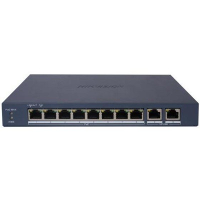 DS-3E1510P-EI/M(B) - Smart managed switch 8x Gb PoE + 2x Gb Uplink RJ-45, 80W, Super PoE - dosah až 300m