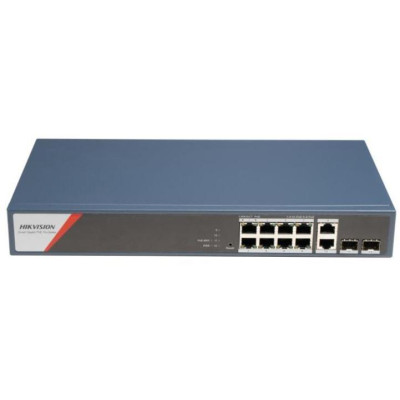 DS-3E1512HP-SI-8P2T2F - Smart managed switch 8x Gb PoE + 2xGb SFP Uplink + 2xGb RJ-45, 130W, Super PoE - dosah až 300m