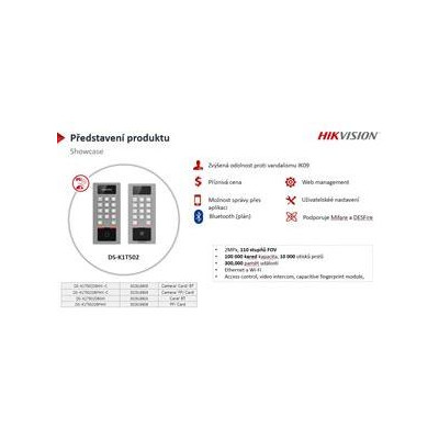 DS-K1T502DBWX-C - IP interkom/vstupní videoterminál se čtečkou Mifare karet