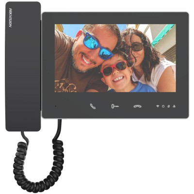 DS-KH7300EY-THE2 - 2-žilový HD 7“ dotykový monitor se sluchátkem, černý