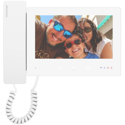 DS-KH7300EY-WTHE2/White - 2-žilový HD 7“ dotykový Wi-Fi monitor se sluchátkem, bílý