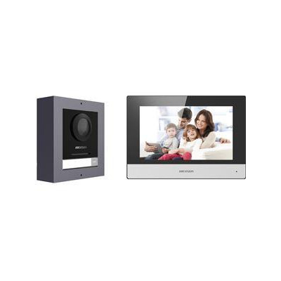 DS-KIS602(B) - Kit IP videotelefonu, bytový monitor + dveřní stanice + switch + microSD
