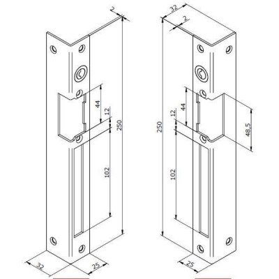 EL-08 (DIN R) - Protiplech / lišta dlouhá, rohová, pravá pro symetr.el.zámek