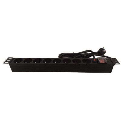 PDU_8_19 - Napájecí panel, 2,25m, 19", 8x230V,1U, vypínač, přepěťová ochrana