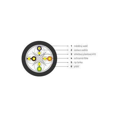 WIC-6-U-PE-50-BL - WIREX Instalační kabel CAT6 U/UTP PE 500m cívka černý
