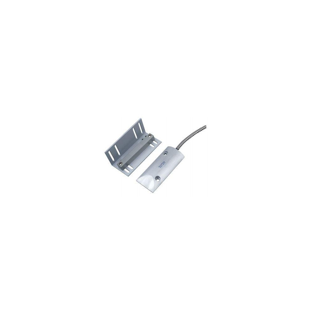BSD-3012 - Masivní povrchový kovový magnetický kontakt 104 x 44 x 12mm, upevňovací držák "L", kabel v pancéřové hadici BSD-3012 - Masivní povrchový kovový magnetický kontakt 104 x 44 x 12mm, upevňovací držák "L", kabel v pancéřové hadici