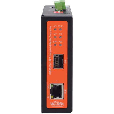 WI-PS302GF-I - 1GE + 1SFP Fiber HiPoE mediální konvertor, 60W