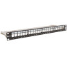 WPP-6A-S-24-1-BL - WIREX 19" Patch panel modulární CAT6A STP pro 24x keystone 1U s vyvazovací lištou
