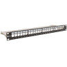 WPP-M-S-24-1-BL - WIREX 19" Patch panel modulární pro 24x keystone 1U s vyvazovací lištou