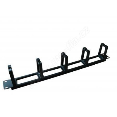 WVP-1U-5P-B - Vyvazovací panel 19", 1U, 5x plastový úchyt, obdelníkové průchody, barva černá