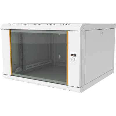 AG-AB09U6045B1-A0CC-A-D1 - Nástěnný rozvaděč AGER 19“ 9U 600x450mm,šedý,skleněné dveře,80kg,odním. a uzam.bočnice