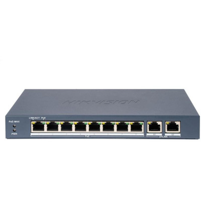 DS-3E0310P-E/M(B) - Switch 8x 100TX PoE, 2x Gb uplink, 80W, Super PoE