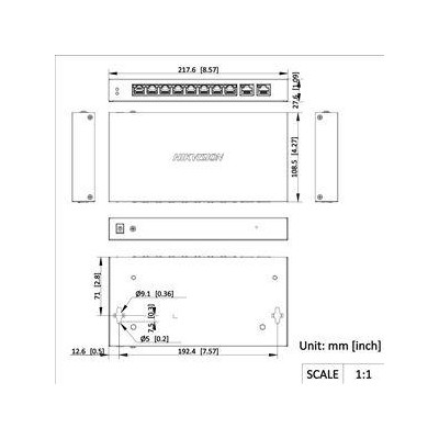 DS-3E1310HP-EI(B) - Smart switch 8x100Mbps PoE (2xHi-PoE) + 2x Gb, 110W, dosah až 300m, IP40