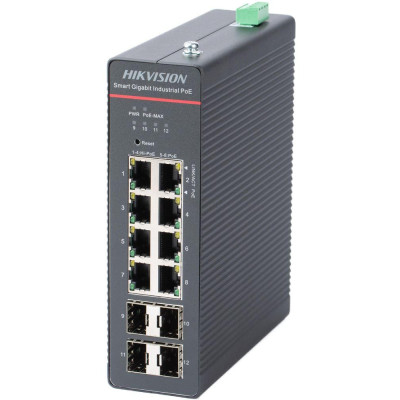 DS-3T1512HP-SI-8P4F - Průmyslový switch,  8x Gb Poe, 4x 1Gbit SFP uplink