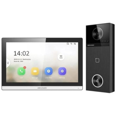 DS-KIS610-P - KIT IP videotelefonu, dveřní stanice + bytový monitor, 2x zdroj, MicroSD karta
