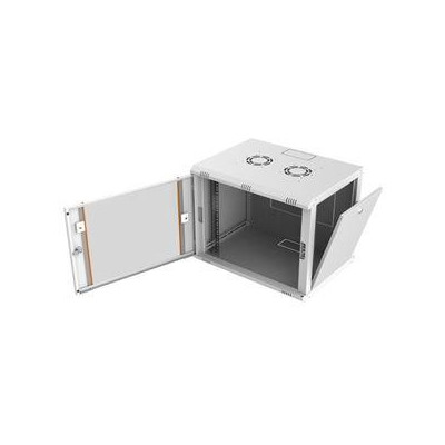 AG-AB09U6045B1-A0CC-A-D1 - Nástěnný rozvaděč AGER 19  9U 600x450mm,šedý,skleněné dveře,80kg,odním. a uzam.bočnice