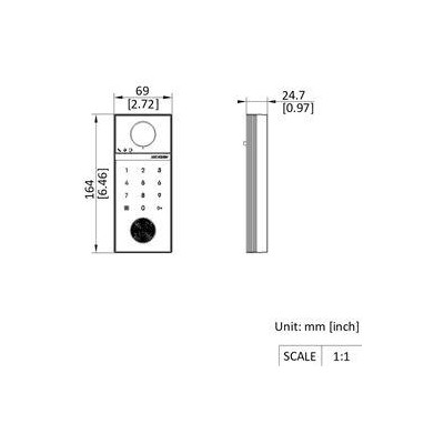DS-KV6124-WBE1 - Jednotlačítkový IP dveřní interkom, 4MPx kamera, klávesnice, čtečka karet, Wi-Fi, Bluetooth