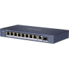 DS-3E0510HP-E - full Gb switch 8x PoE (2x HI-PoE), 1x uplink RJ-45 + 1x uplink SFP, 110W, dosah až 300m