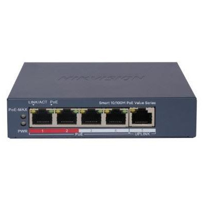 DS-3E1105P-EI/M - Smart managed switch 4x 100TX PoE + 1x 100TX uplink, 45W, Super PoE