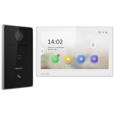 DS-KIS608-P - KIT IP videotelefonu, dveřní stanice + bytový monitor, 2x zdroj, MicroSD karta