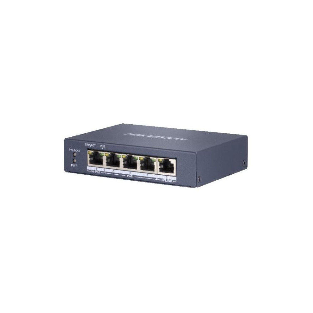 DS-3E0505HP-E - full Gb switch 4x PoE (1x HI-PoE), 1x uplink RJ-45, 60W, dosah až 300m DS-3E0505HP-E - full Gb switch 4x PoE (1x HI-PoE), 1x uplink RJ-45, 60W, dosah až 300m