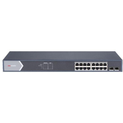 DS-3E1518P-SI - Smart managed switch 16x Gb PoE + 2x Gb SFP Uplink, 225W, Super PoE - dosah až 300m
