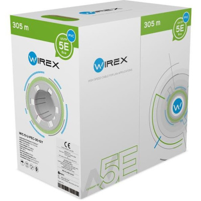 WIC-5-U-PEC-30-GY - WIREX Instalační kabel CAT5E U/UTP PVC / ECA 305m box šedý