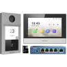 Obsahuje černý bytový monitor DS-KH6320-WTE1, dveřní stanici DS-KV8113-WME1(C), 5-portový PoE switch + 16GB paměťovou kartuIP dveřní interkom DS-KV8113-WME1(C)	2MPx Low-Lux barevná kamera	Rozlišení: 1920x1080 Hlavní stream, 640x480 Sub stream	Komprese H.264	IR přísvit	Zorné pole: Horizontal: 124°, Vertical: 75°	1x zvonkové tlačítko	Dvoucestná hlasová komunikace	Vestavěný všesměrový mikrofon	Zabudovaný reproduktor	Audio komprese G.711U,G.711A, 64Kbps	Zlepšení kvality zvuku díky omezení šumu a ozvěny	Zabudovaná čtečka IC karet Mifare (čtecí frekvence: 13,56MHz)	1x Ethernet 10/100Mbps	Síťové protokoly: TCP/IP, RTSP	2,4GHz Wi-Fi 802.11 b/g/n	Vzdálená konfigurace přes Web	4x alarmový vstup, tamper	2x reléový výstup	1x tamper	1x RS-485	Stupeň krytí: IP65, IK08	Povrchová instalace	Napájení 12VDC