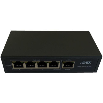 Adex ADS105FRP-4POAF - Reverzní PoE switch pro CCTV, 1x PoE In, 4x PoE Out