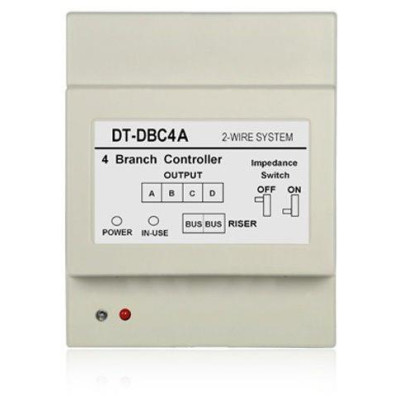 DPA-D2-DBC4A - rozbočovač 2-drátové sběrnice D2, pro připojení 4 dveřních stanic nebo bytových monitorů