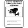 Výstražná samolepící etiketa s textem "Objekt je monitorován kamerovým systémem se záznamem" a editačním polem.	Dle zákona 101/2000 Sb.	Rozměry: 115mmx80mm