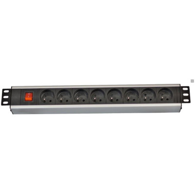 NAPPAN2236B - Napájecí panel 8 zásuvek 230V, vypínač, rack 19'', kabel 3m, hliníkový rám