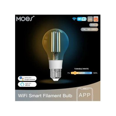WB-TDA7-F-E27-MS - Smart WiFi žárovka, 7W, filament CW, E27