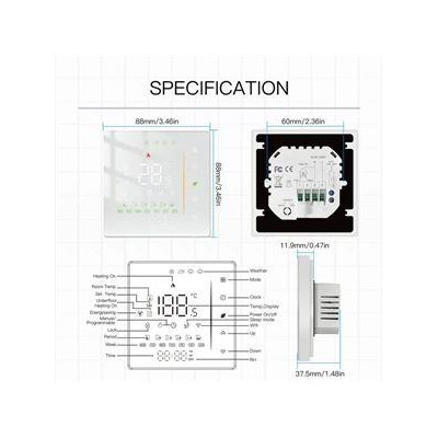 WHT-006-GA-WH-MS - Moes WiFi Smart termostat pro vodní podlahové vytápění, bílý