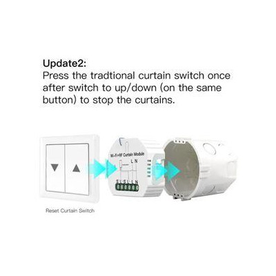 WM-108-MS - Mini WiFi spínač posuvu závěsů nebo rolet, 90-250V AC 50/60HZ