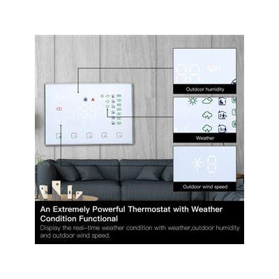 WRHT-8000-GB-WH-EN - Moes WiFi Smart termostat + RF přijímač pro elektrické podlahové vytápění, bílý