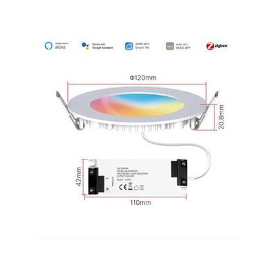 ZB-TDD6-RCW-4-MS - ZigBee Smart LED stmívatelné kulaté barevné bodové světlo, 6W
