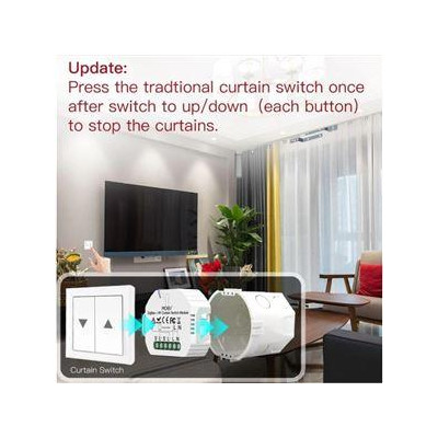 ZRM-108-MS - Mini ZigBee spínač posuvu závěsů nebo rolet, AC 90-250V, 500W