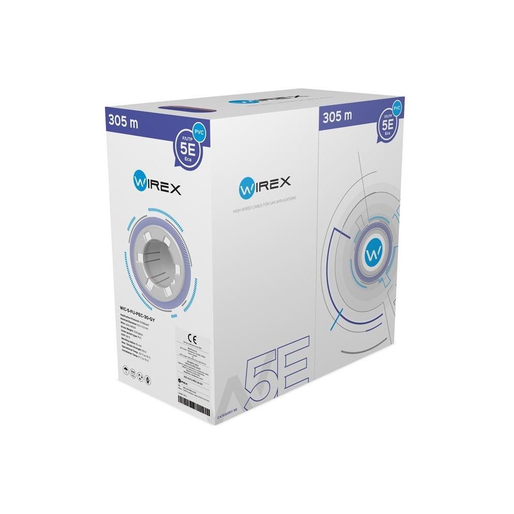 WIC-5-FU-PEC-30-GY - WIREX Instalační kabel CAT5E F/UTP PVC / ECA 305m box šedý WIC-5-FU-PEC-30-GY - WIREX Instalační kabel CAT5E F/UTP PVC / ECA 305m box šedý