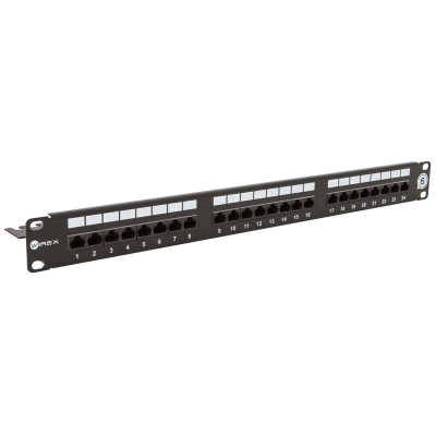 WPP-6-U-24-1-BL - WIREX 19" Patch panel CAT6 UTP 24xRJ45 1U s vyvazovací lištou