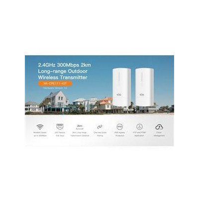 WI-CPE111-KIT V3 - Sada bezdrátového pojítka 2,4GHz, 2km, 300Mbps, 24V passive PoE napájení